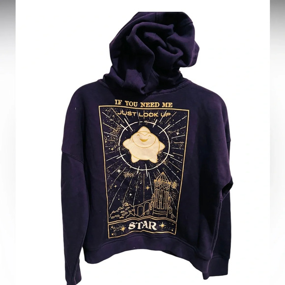 Disney Hoodie Womens Purple Gold Wish Star Look Up Half Zip Size Small - Picture 4 of 8